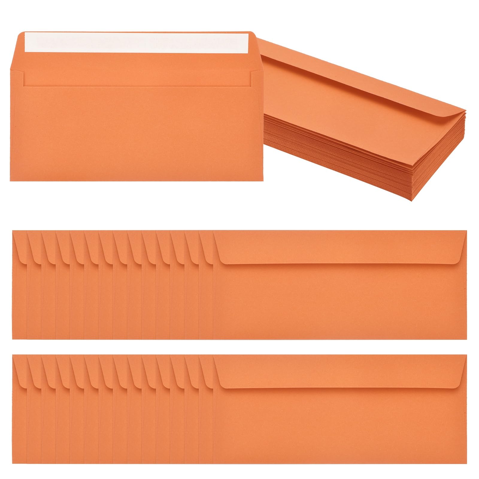 PATIKIL 60 Pack Orange #10 Business Envelopes, Colored Self Seal Letter Size Envelopes for Business Mailing Office Checks Invitation, 24.1 x 10.5 cm