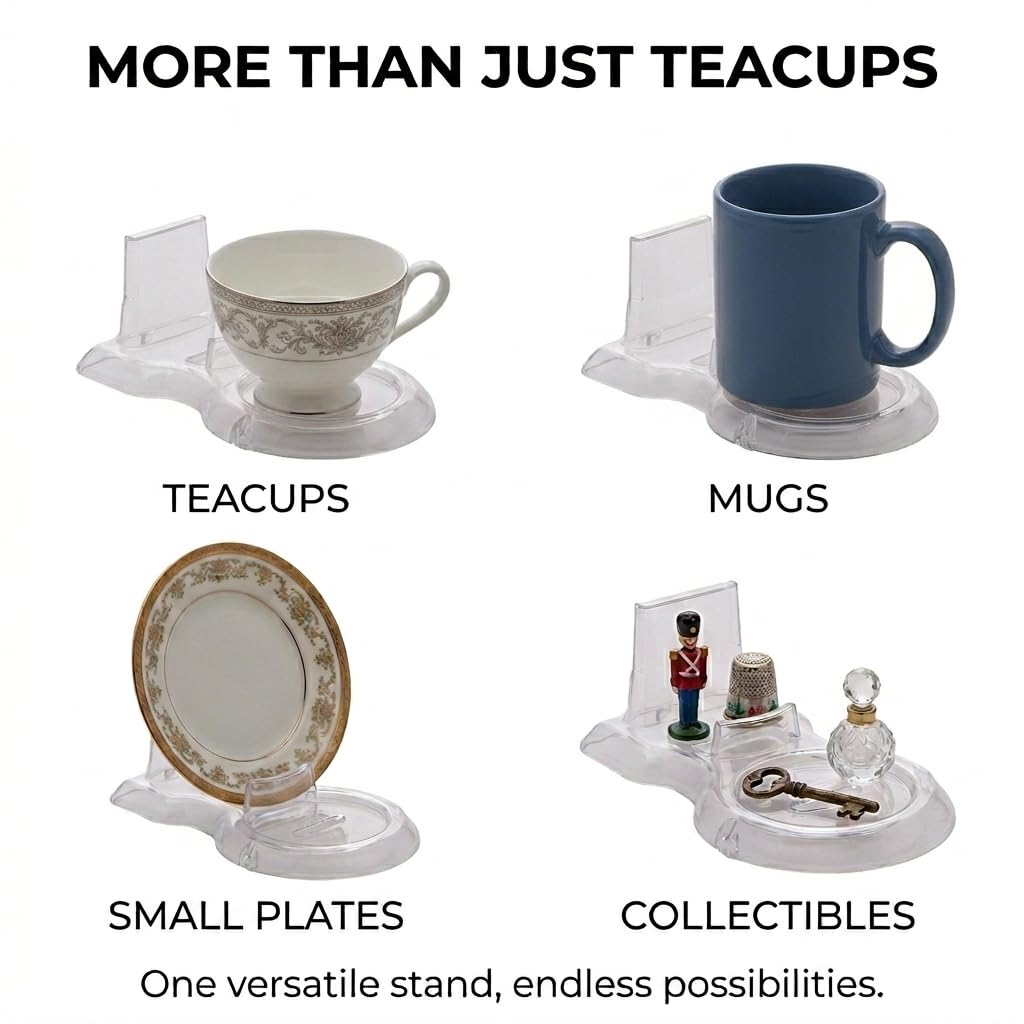 HOHIYA Lot de 12 présentoirs pour tasses à thé et soucoupes Transparent