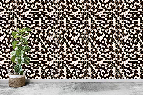 Image of DWELLSINDIA Marble Geometric Pattern Self Adhesive Wallpaper Waterproof, Scratch Resistant, Laminated 41cmx244cm