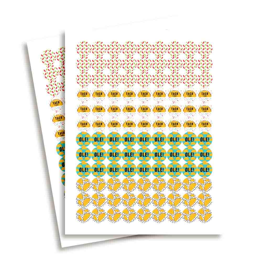 Taco Bout A Party! Mexican Fiesta Themed Birthday Circle Stickers - 300 Count, 0.75" For Chocolate Kisses, Goodie Bags & More - View #2