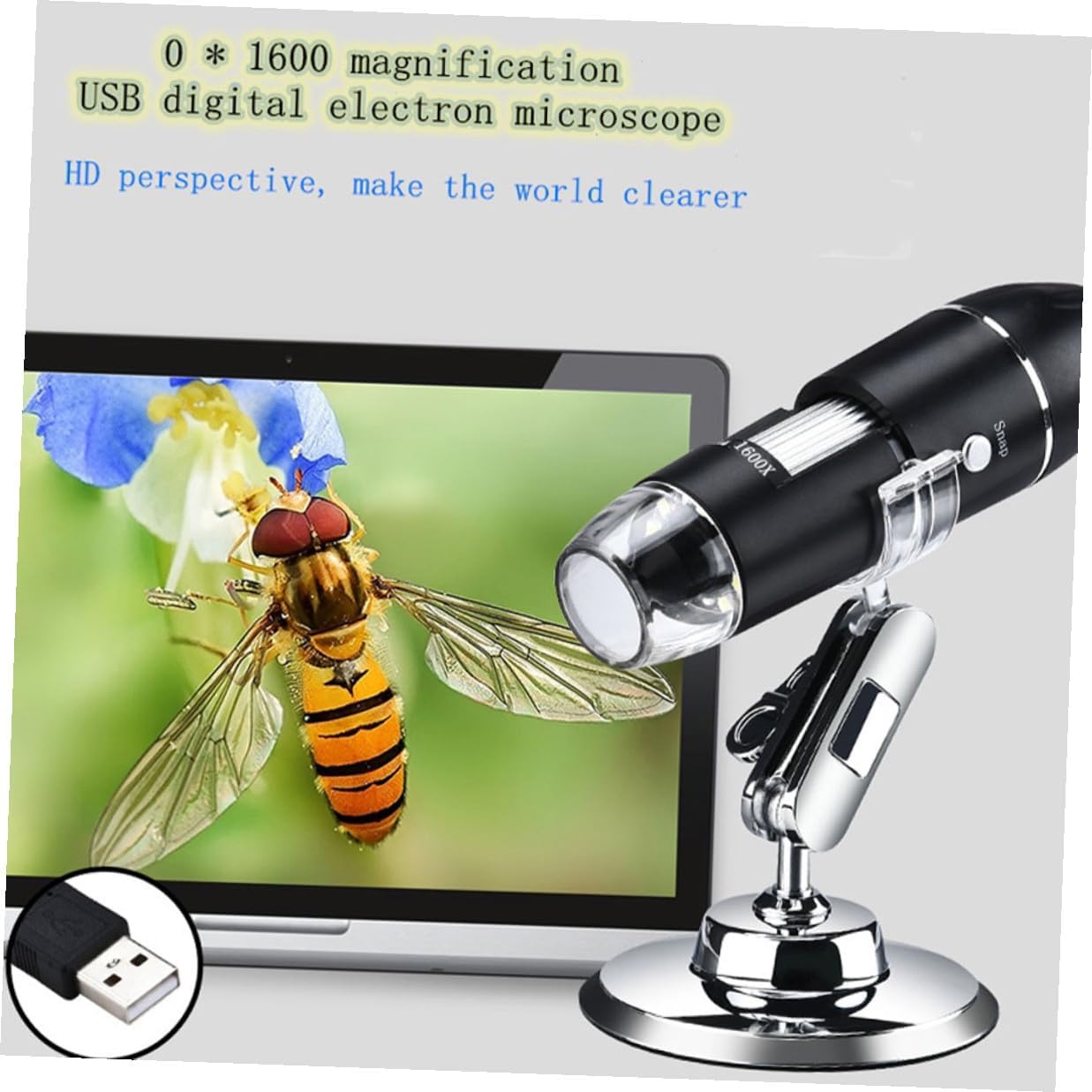 NOLITOY High Definition USB Microscope for Magnification Digital Experiment Tool with Adjustable Base and Clear Image for Science Education Jewelry Electronics and Coin Inspection