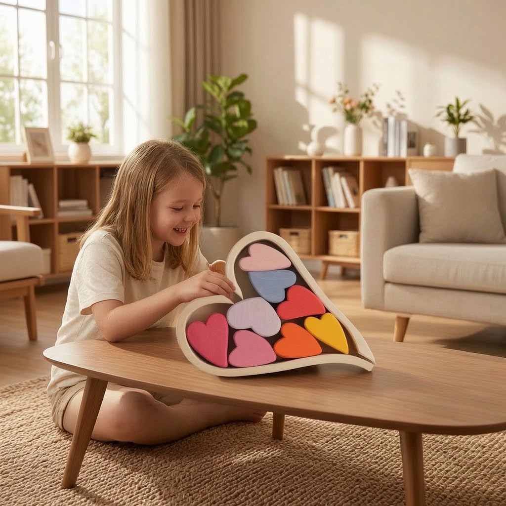 Spielzeug ab 1 Jahr, Spielzeug Herz-Stapelspiel, Motorikspielzeug für 4-6 Jahre