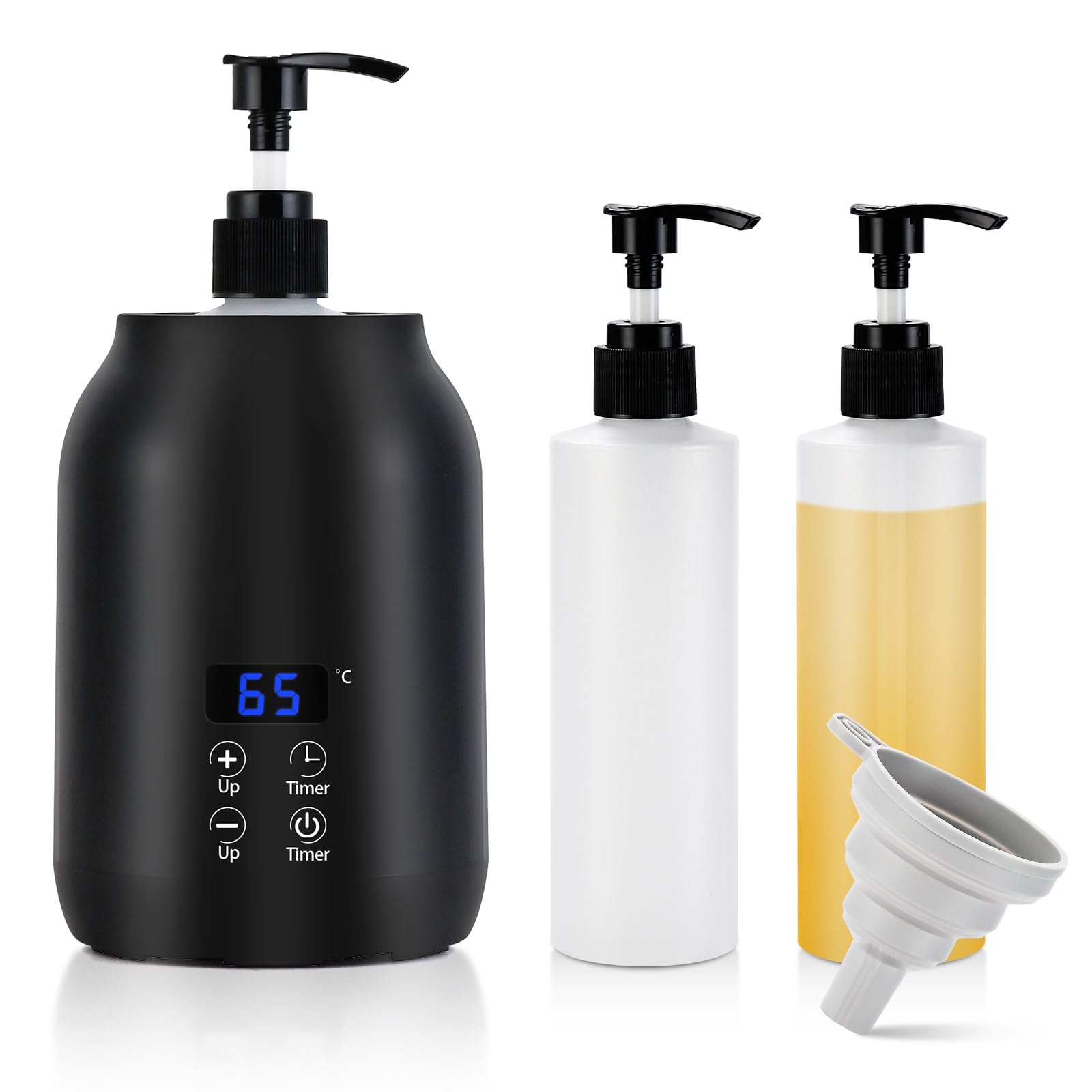 Massageölwärmer mit Zwei 245-ml-Massageölflaschen und Trichter, professioneller Lotionflaschenwärmer, intelligenter Lotionspender mit Touch-Taste, professioneller Salon-Spa-, Creme- und Gelwärmer