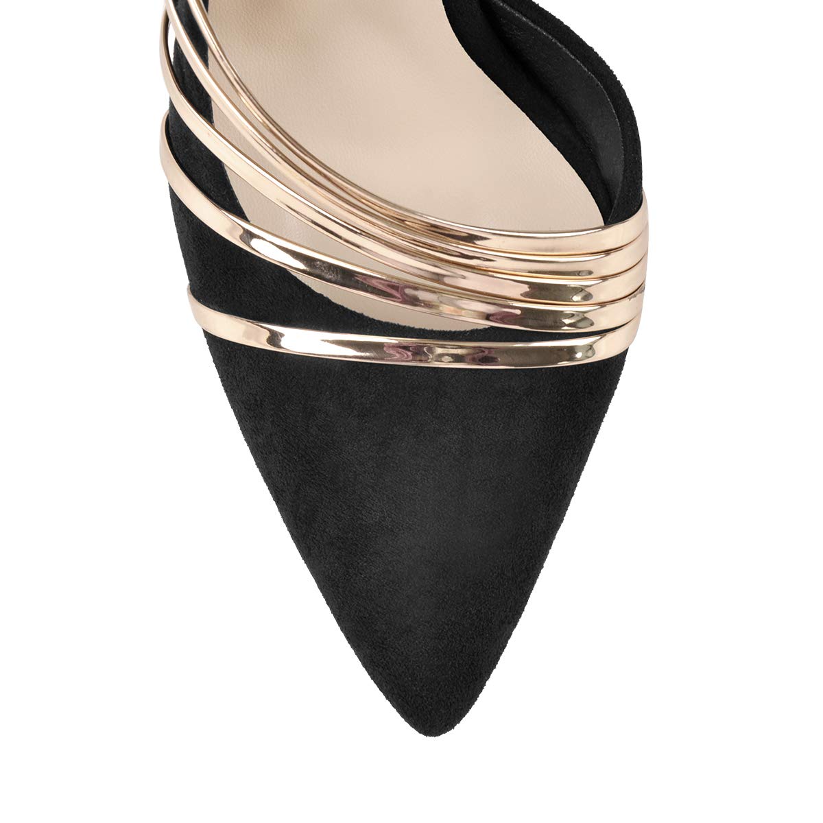 MissHeel Damen Pumps mit Metallabsatz Suede Black High Heels