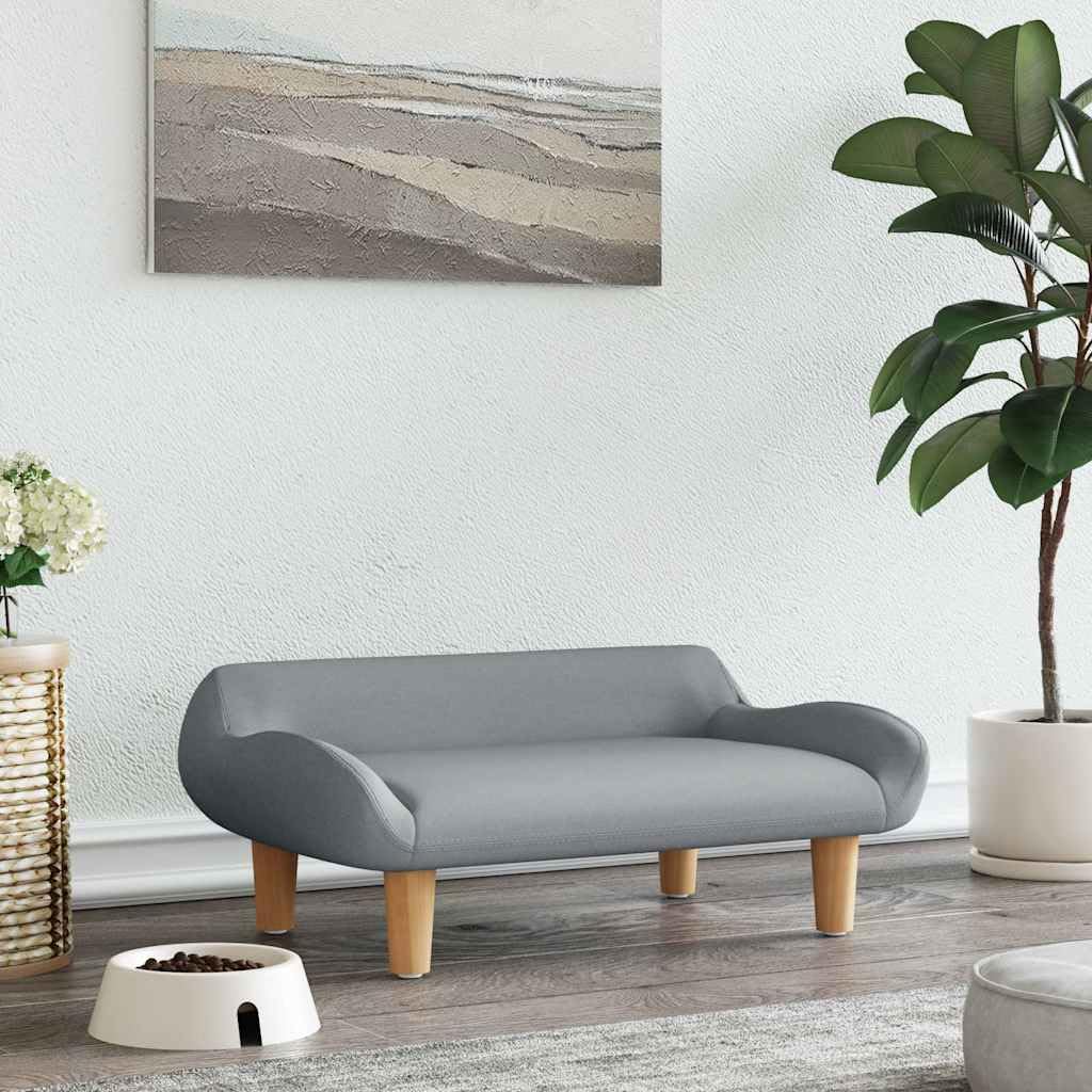 Legowisko dla małych psów, sofa dla zwierząt domowych z drewnianą ramą, miękka sofa dla psa, 70 x 40 x 24 cm, jasnoszare