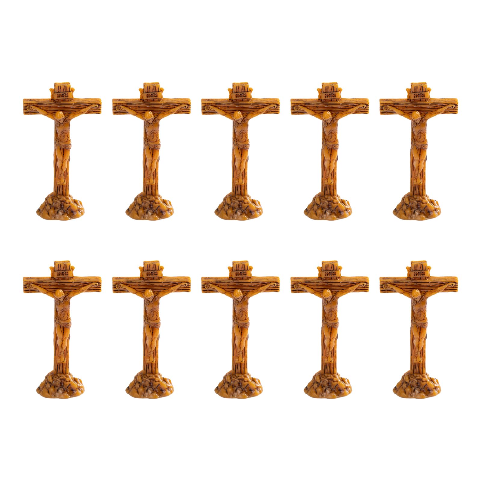 WEILWH Resin Miniature Crosses With Base Standing Crucifix Ornaments Catholic Table Altars Decors For Home Offices Acces