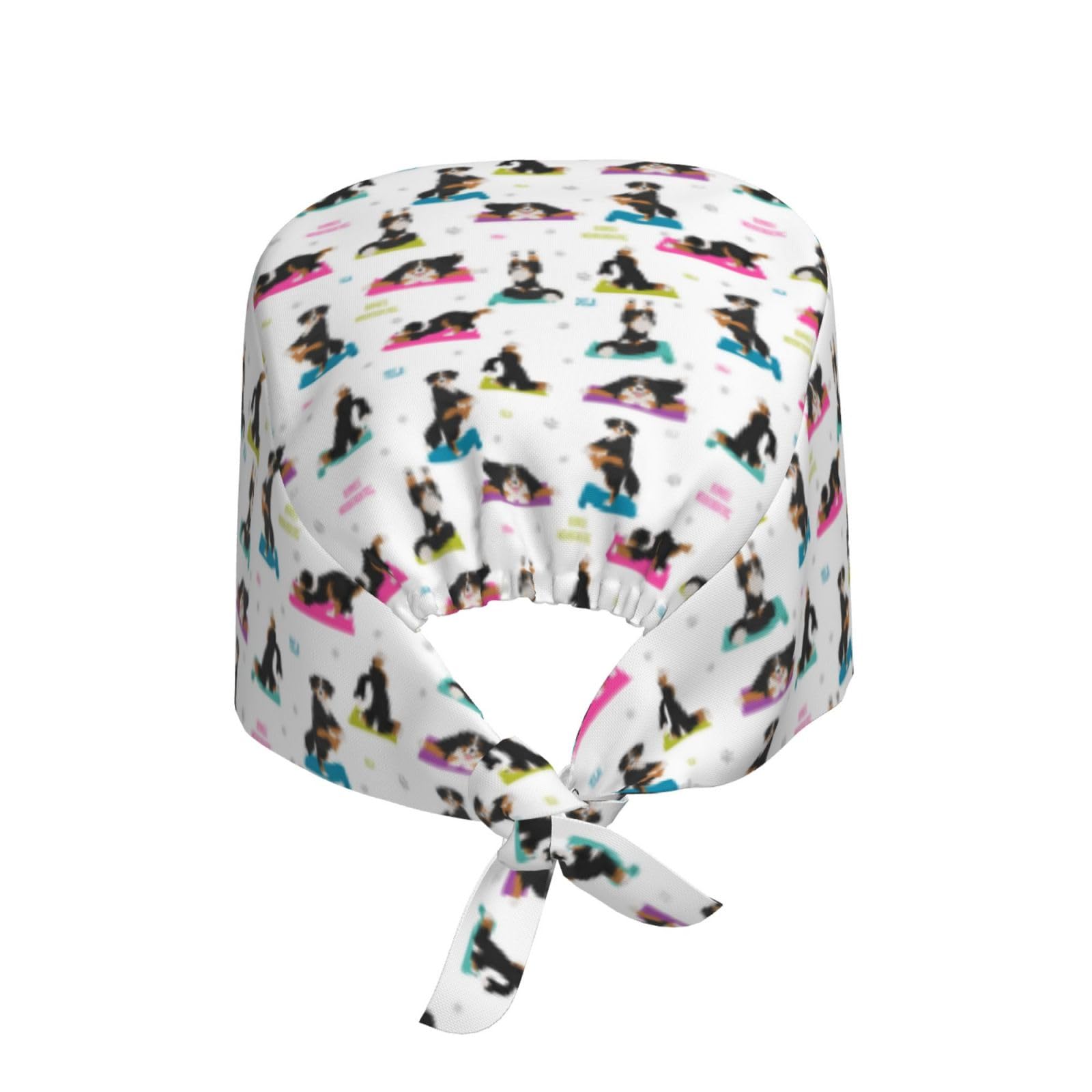 Buewutiry Scrub Caps Women Men Bernese Mountain Yoga Dogs Funny Working Surgical Nurse Dental Hats Ponytail Scrub Cap Black