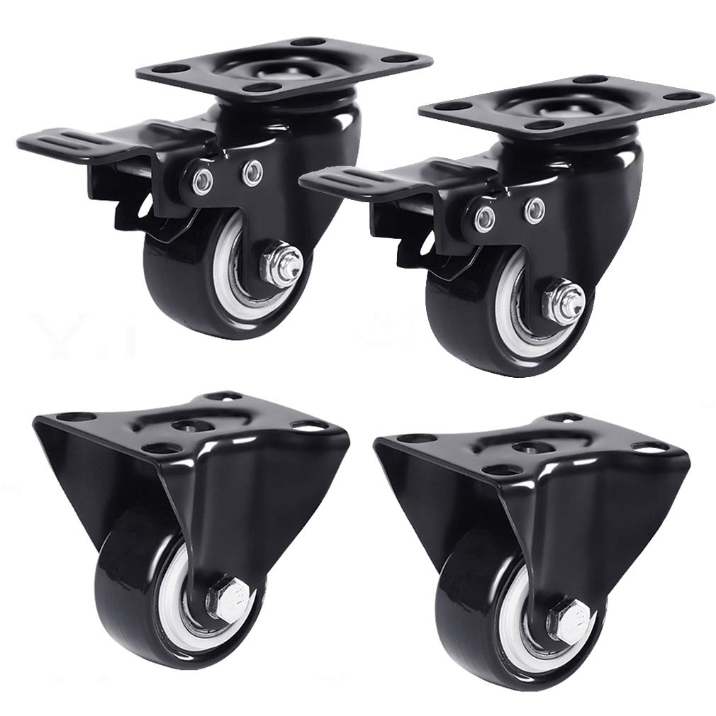 GYRAZXS Heavy-Duty Swivel Cs 4-Pack Polyurethane Furniture Wheels 360° Rotating Black Furniture Rollers with Double Bearings Ideal for Moving Heavy Furniture