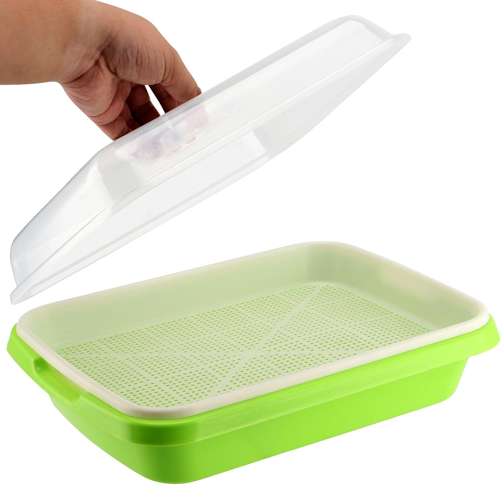 ZOENHOU Lot de 10 plateaux de germination de graines avec couvercles, 33,5 x 25 x 10 cm, plateaux de germination hydroponique, pour germination de germination de serre, herbe de blé, micropousses