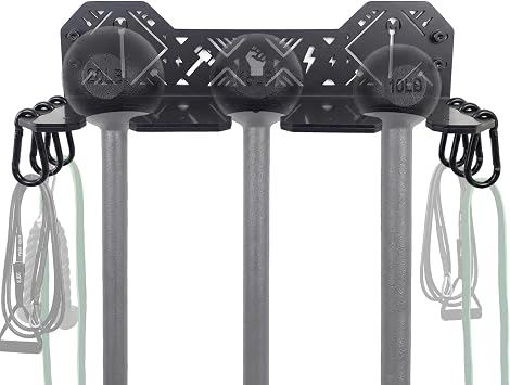 Professional Macebell Storage Rack - Ultra-Thick 5.75mm Steel Wall Mount Holder - Organizes 3 Mixed-Weight Mace Bells & Indian Clubs - Anti-Scratch UHMW Protection, Heavy-Duty Hardware & Level Included