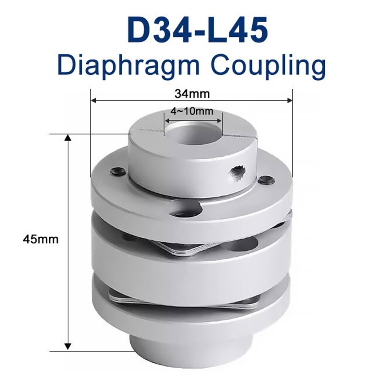 Accouplement à diaphragme à Double bride D34L45 LK3-C34-W, en alliage d'aluminium, 1 pièce(8x10mm)