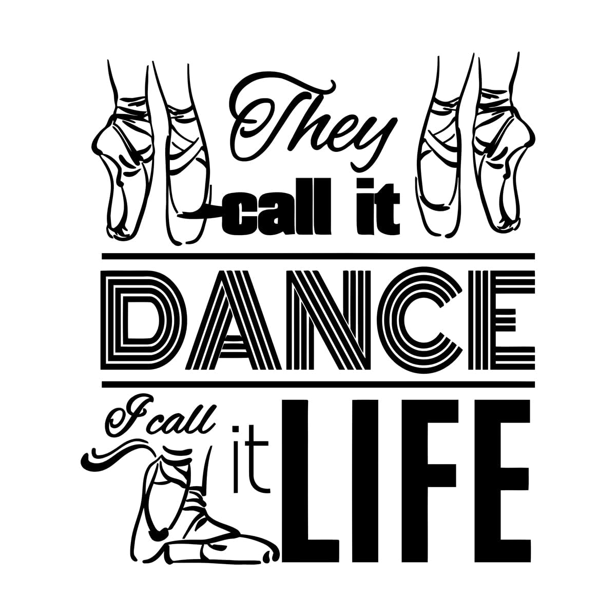 Zooan Vinyl Art Stickers Zz2158 Lettering Decals Dancer Quote They Call It Dance I Call It Life Ballet Dancing School 54X62.3cm Removable Without Leaving Glue Large Black