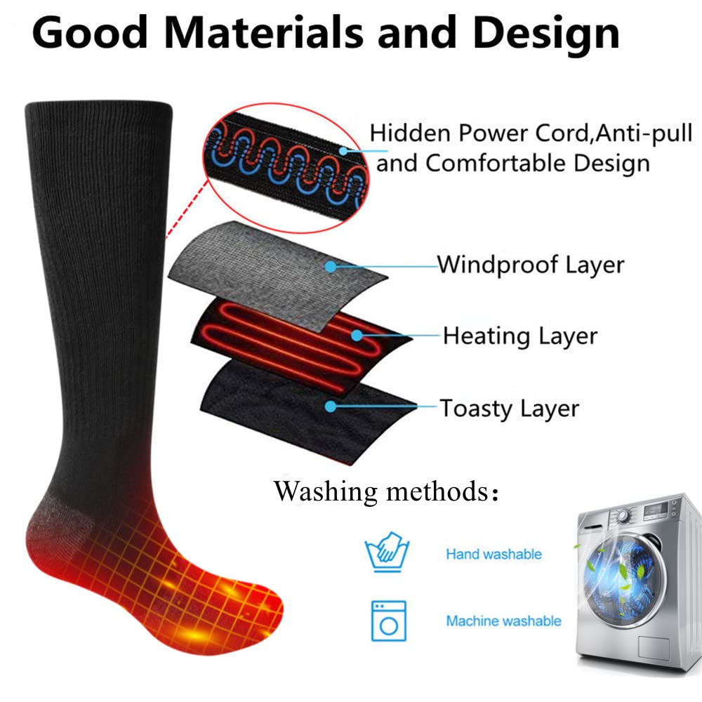 BARCHI HEAT Calze riscaldate per Uomini e Donne, Calze riscaldate elettriche Ricaricabili, scaldapiedi Invernali, Adatte per Sci, Ciclismo, Pesca, Caccia, ECC.