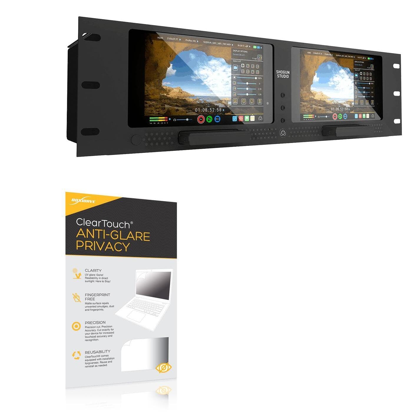 BoxWave Screen Protector Compatible With Atomos Shogun Studio - ClearTouch Anti-Glare Privacy (2-Pack), Privacy Screen Protector Flexible Film Anti-Glare