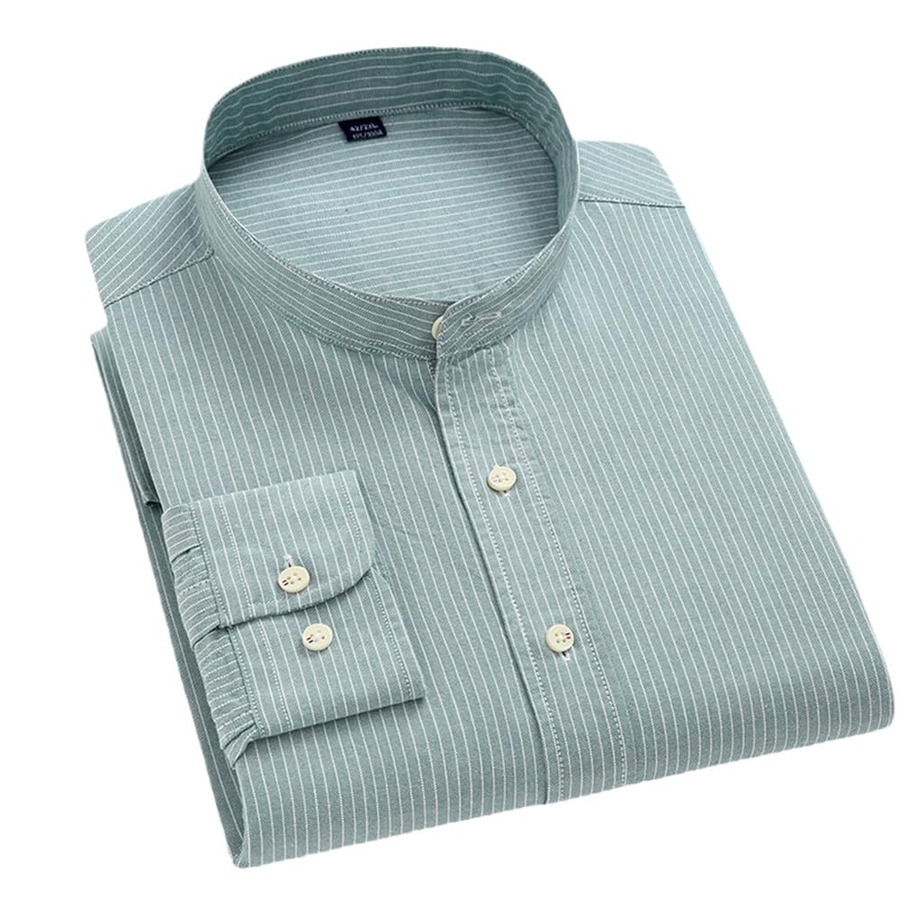 Dninmim Chemises Habillées pour Hommes, Chemise Oxford Rayée en Coton À Manches Longues, Hauts Fins Doux Et Confortables EN8 41 is Asian Size XL