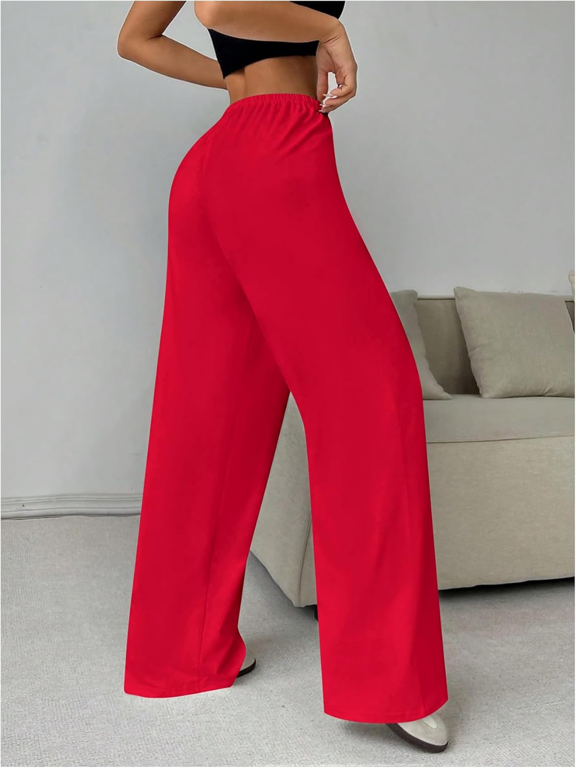 Women's Drawstring Waist Straight Streetwear Long Wide Leg Pants Casual Loose Baggy Workout Long Fall Sweatpants - Image 2