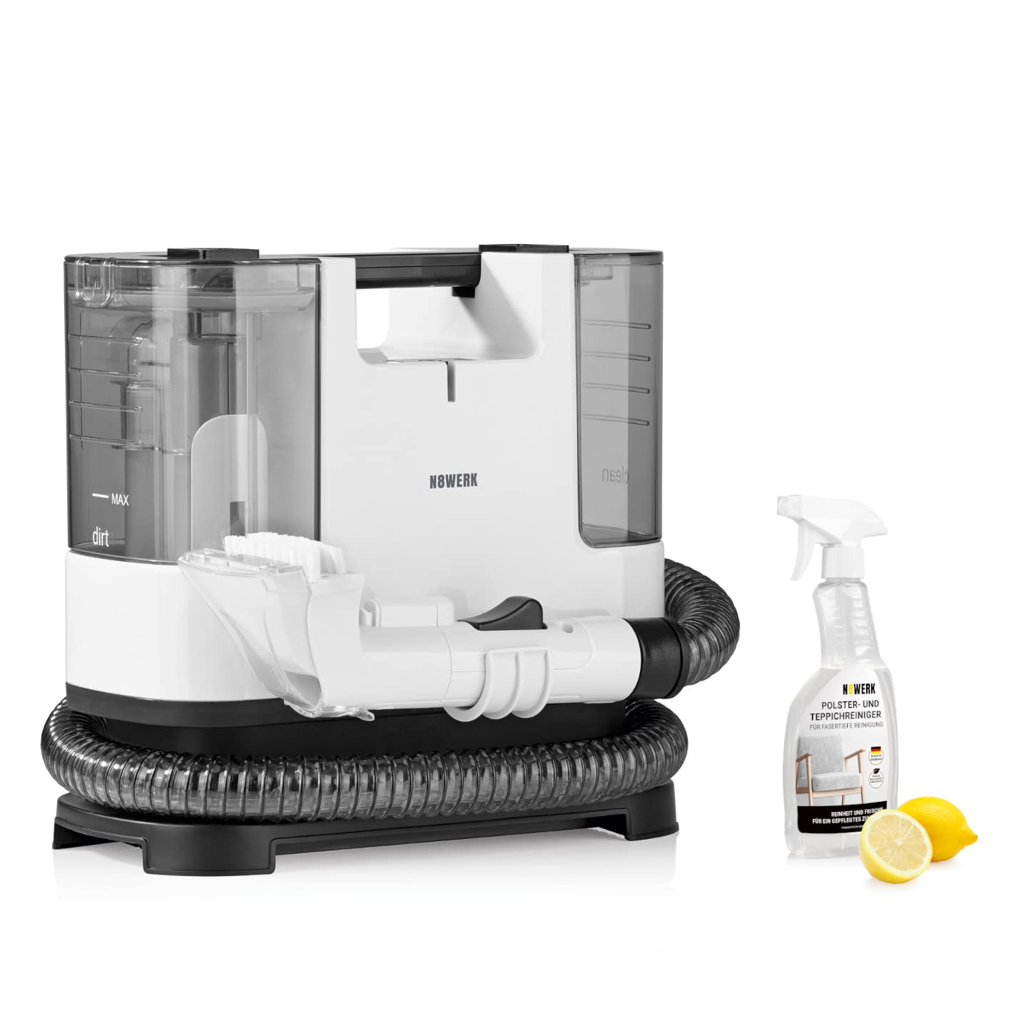 Waschsauger Portable Clean | Inkl. Reinigungsmittel | Polster- und Teppichreiniger, leicht und kompakt | Fleckenentferner, leistungsstarker 400 Watt Motor, Frisch- und Schmutzwassertank