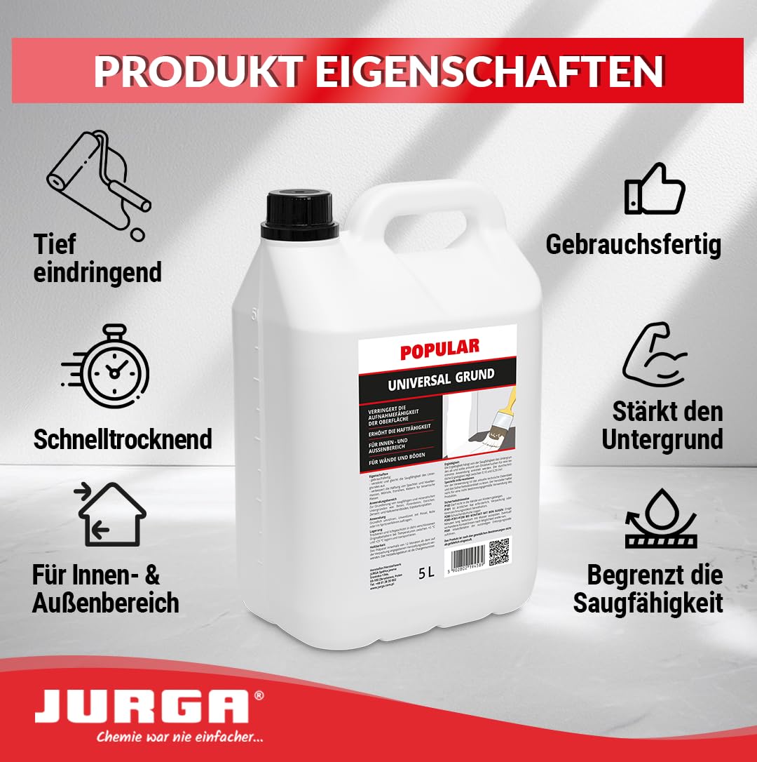 JURGA Universal Grund Popular (20L≈100m² bis 200m²) Grundierung für Wand & Boden (2x 10l)