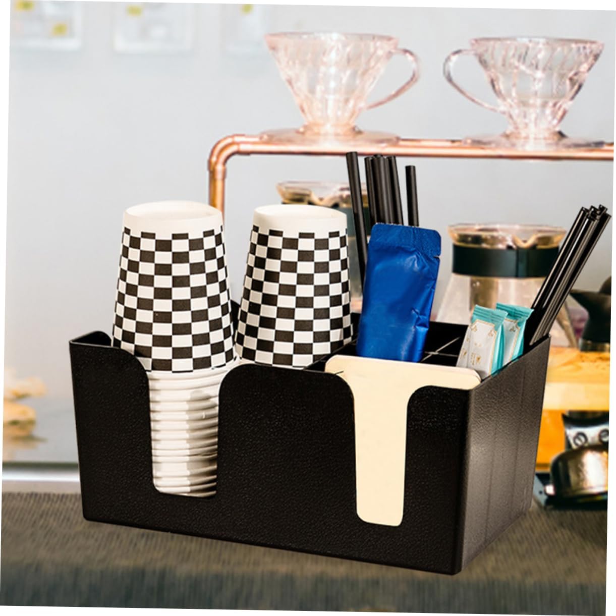 Alipis 2pcs Tea Storage Box Stylish Condiment Organizer Removable Dividers for Tea Bags and Sugar Packets for Home Bar and Office Desktops Material