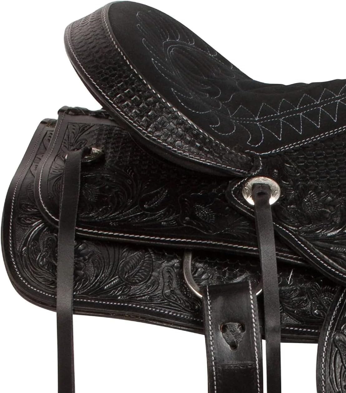 Me-WLS-124 - Puntina da sella in pelle, stile western, dimensioni 25-45,7 cm, con testiera in pelle abbinata, collare al seno, redini