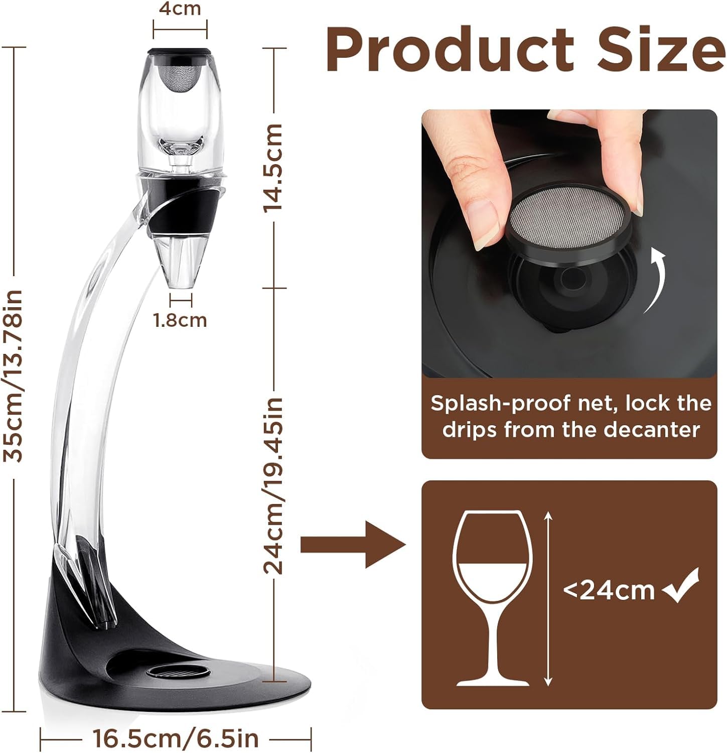 Gimars Aeratore per Vino Rosso,Ossigenatore Decanter con Supporto per Vino,Aerazione Istantanea per Vino,Set di Accessori da Vino con Tappi Versatore Cavatappi,Decanter del Vino con Filtro