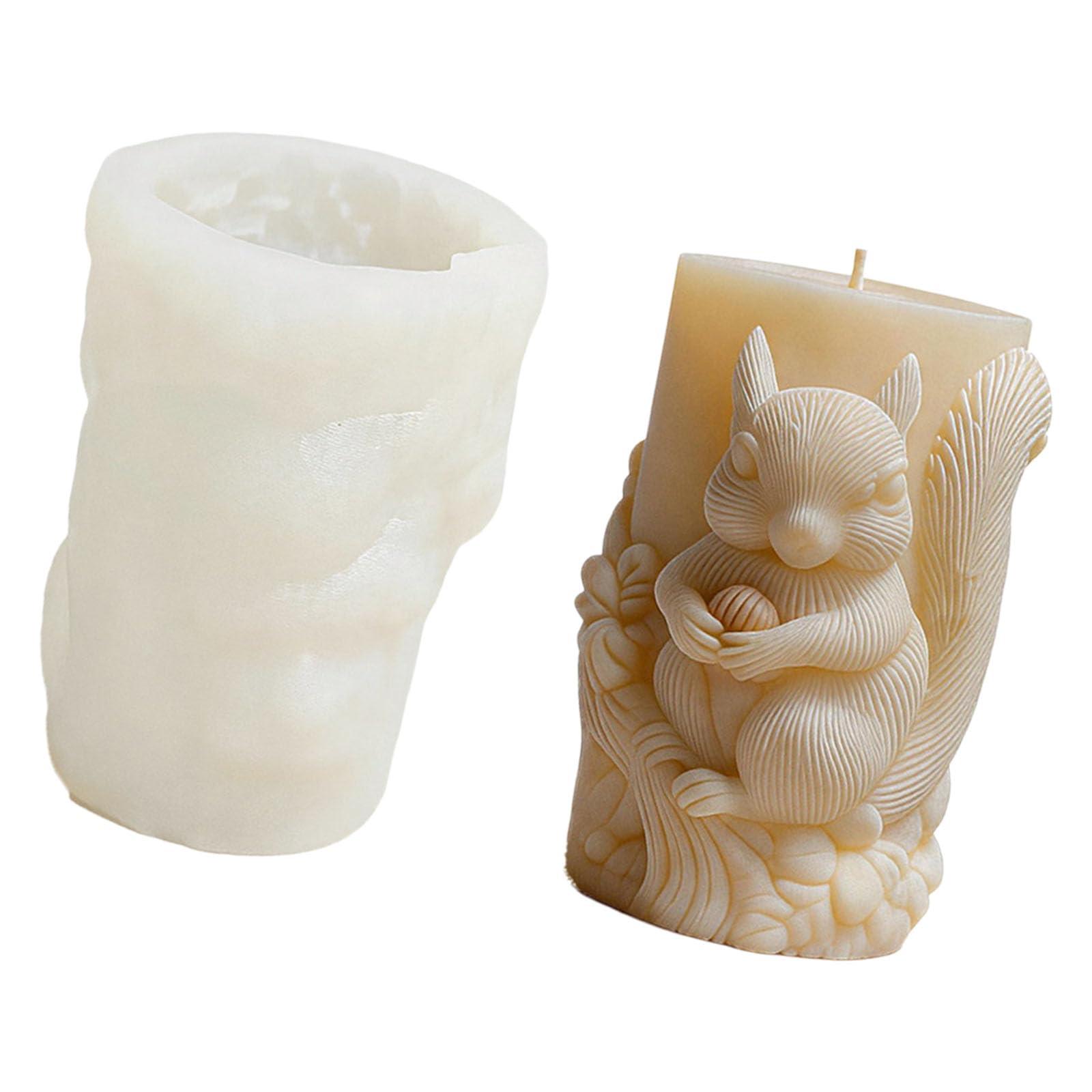 Tsophreniq Squirrel Carving Silicone Molds Cylindrical Silicone Molds for and Soap Chocolate Making Epoxy Resin Elastomer Cast