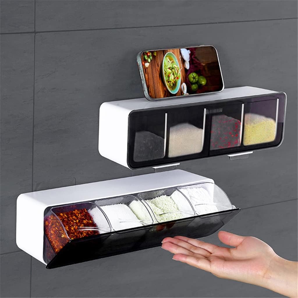 Kitchen Wall-Mounted Spice Rack Seasoning Box Salt Pepper Jar Sugar Bowl Spice Box for Kitchen Gadget Device Sets Organizer Tool (Color : B, Size : 8.5 * 7.5 * 30cm) (A 8.5 * 7.5 * 30cm)