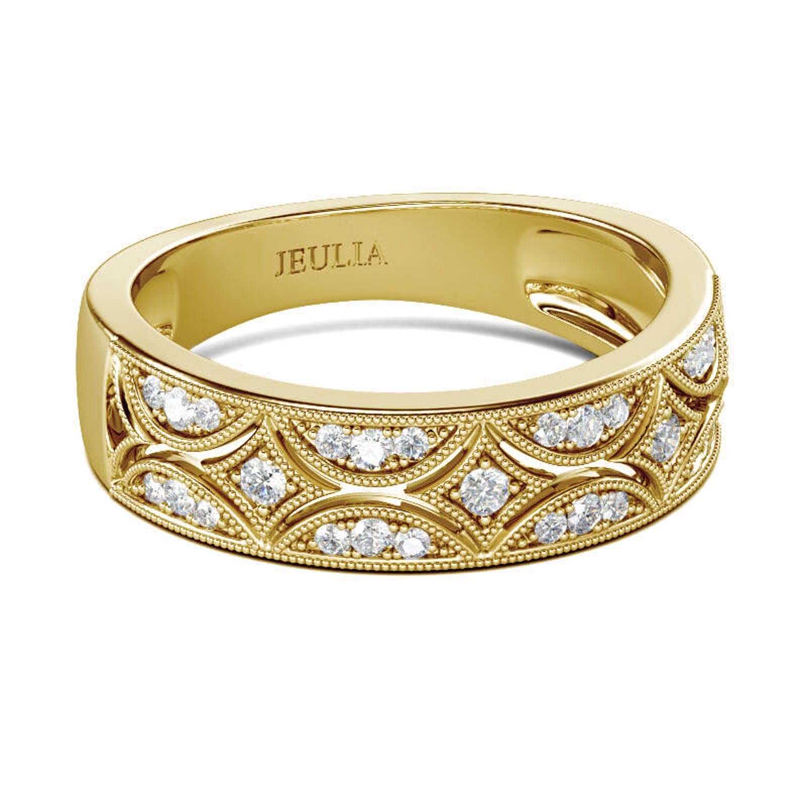 Jeulia Milgrain - Anelli in argento Sterling 925, taglio rotondo, da donna, per anniversario, promessa di anniversario, con scatola portagioie per lei, donne e ragazze