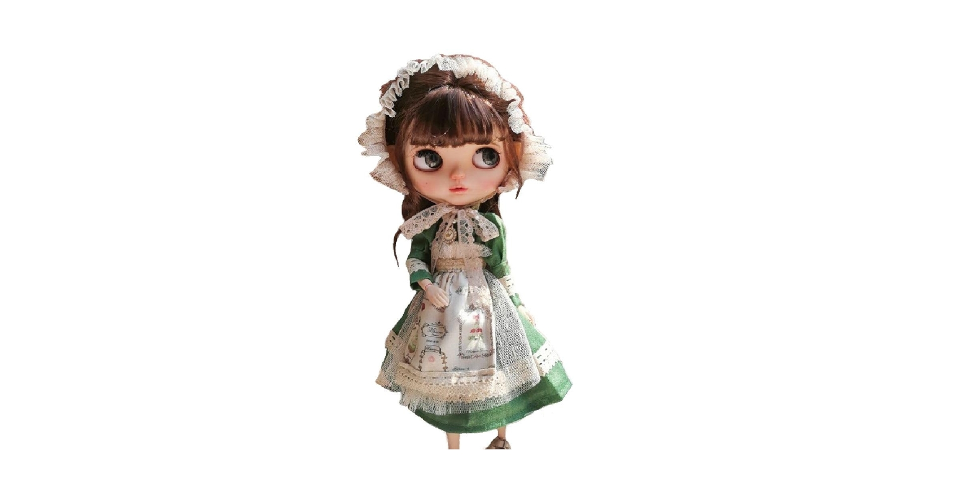 ドール用　衣装(カーキグリーン)　アウトフィット　1/4サイズ　ハンドメイド ドール服 1/6 女性用25 ノースリーブドレス＆グリーンコート STK