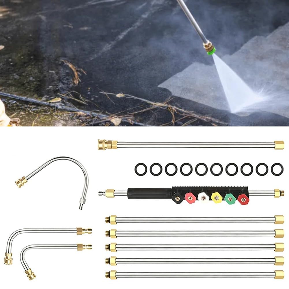Kit de varita de extensión de presión telescópica para lavadora de 74 pulgadas, 4000 PSI con 6 boquillas M22 de 14 mm, conexión rápida para limpieza de ventanas de techo