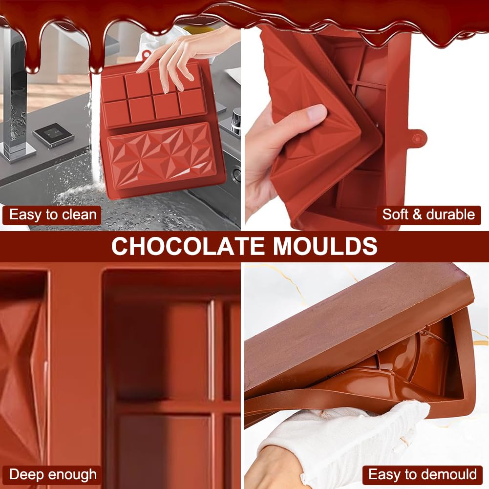 2 Stampo Per Cioccolato Dubai In Silicio Profondo 2 Cm Con 50 Buste - Ideale Per Tavolette Ripiene - 5