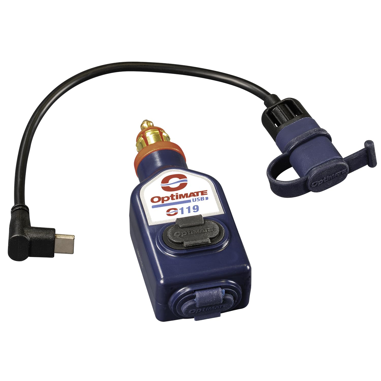 OptiMate USB O-119 - Caricabatterie USB A e C a doppia uscita da 3300 mA, resistente alle intemperie, con spina BIKE (adatto a BMW, Triumph, Ducati Multistrada)