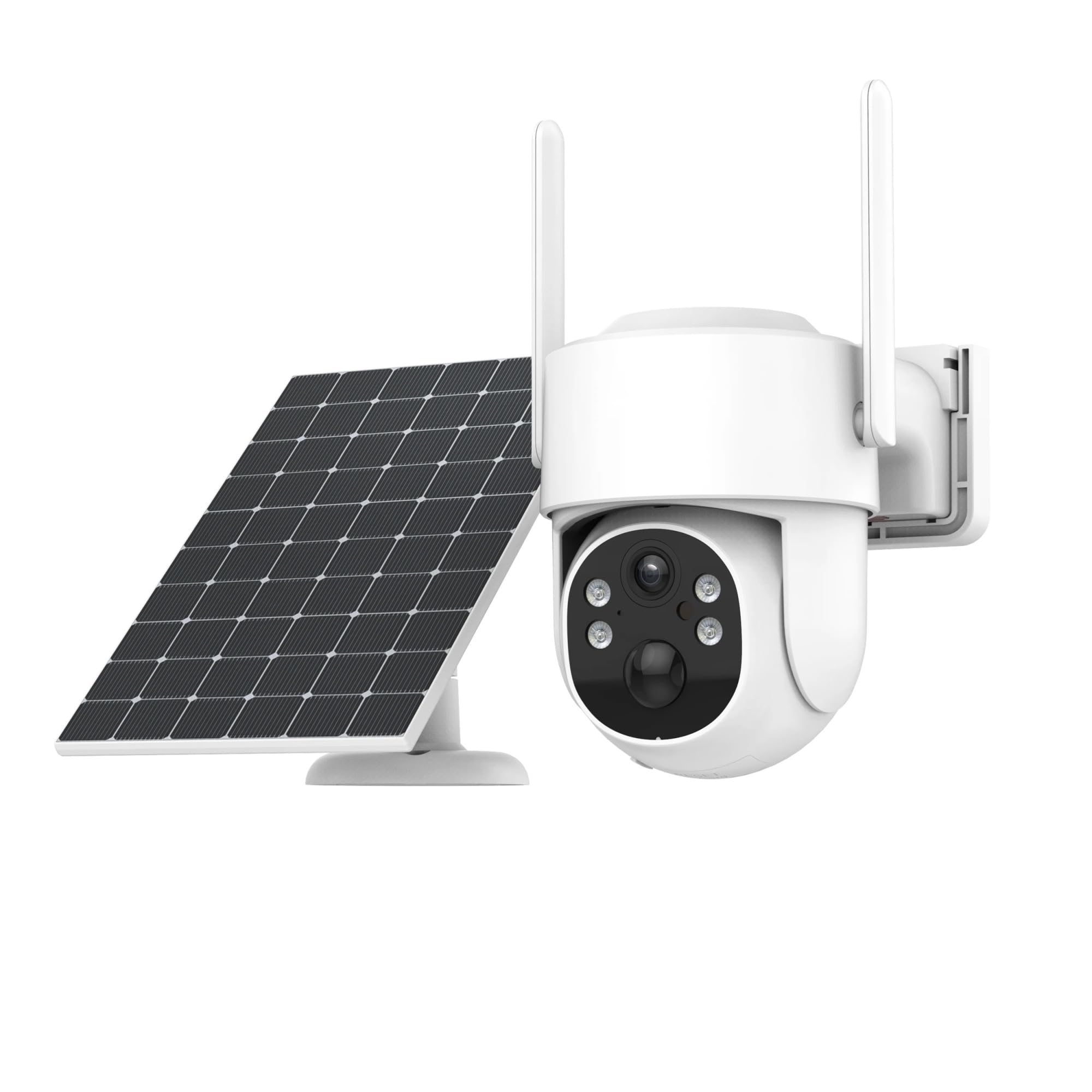 Caméra de sécurité, Caméra de Surveillance IP Solaire 4MP, Zoom numérique 4X, détection Humaine PIR, Audio, accès à Distance, AI extérieure étanche(White No Card)