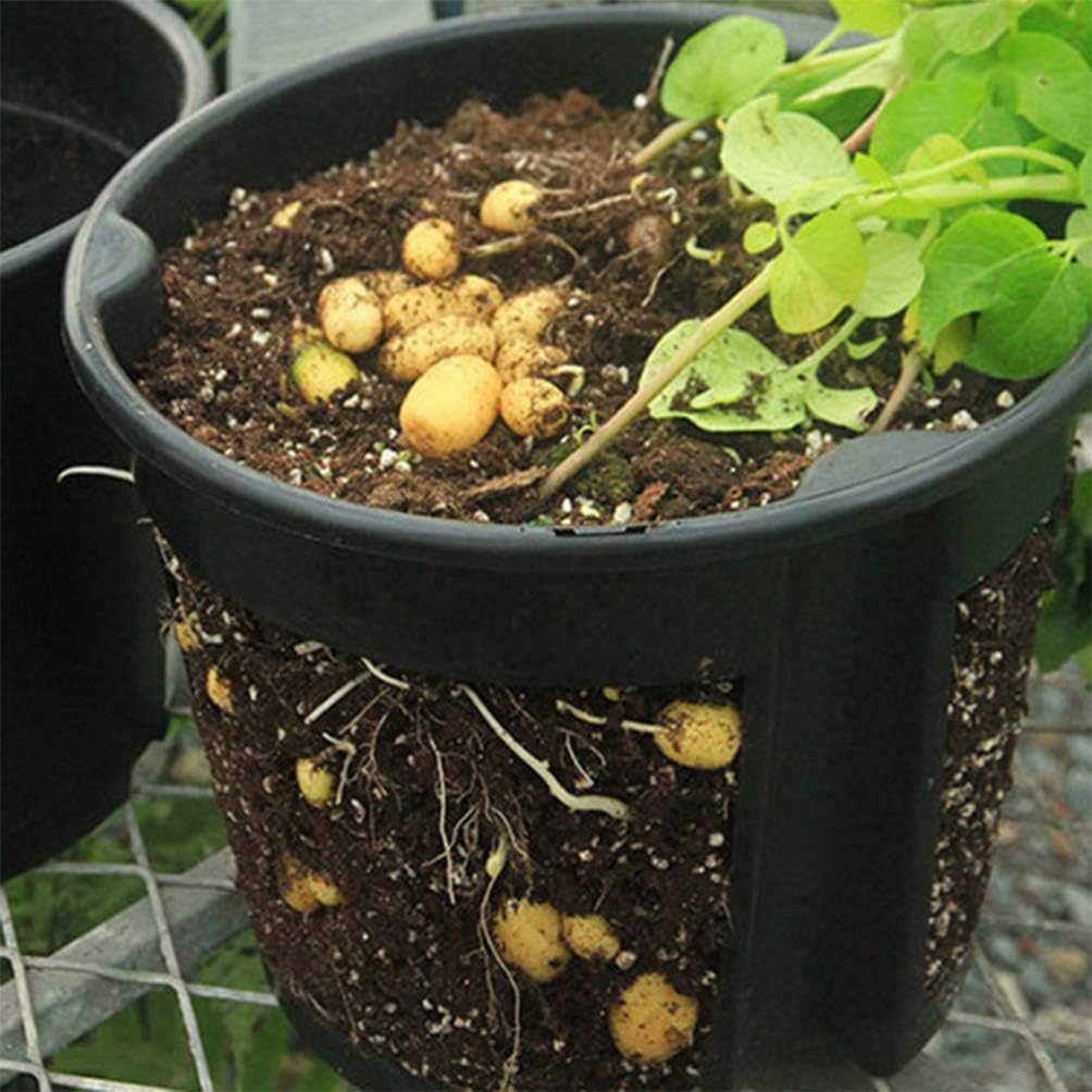 BESPORTBLE 2pcs Vegetables Growing Pot Plastic Plant Flower Nursery Planter Potato Peanut Planting Bag Pouch for Black (30 x 30 x 27cm)