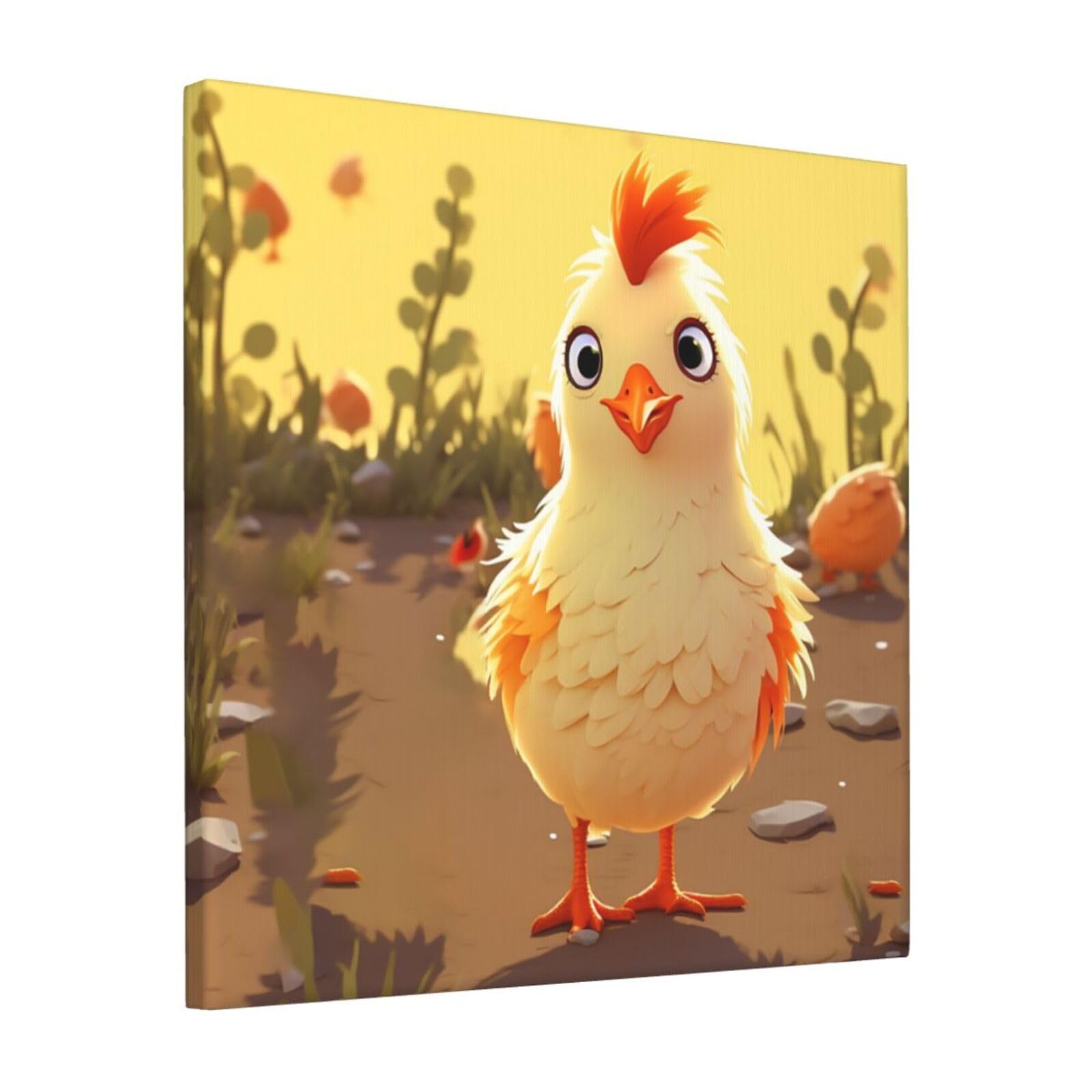 KLOPH Chicken Chick Canvas Wall Art for Living Room 12"x12" Modern Artwork Painting for Bathroom Hanging Canvas Prints Aesthetic Wallart for Bedroom Kitchen Office Wall Decor