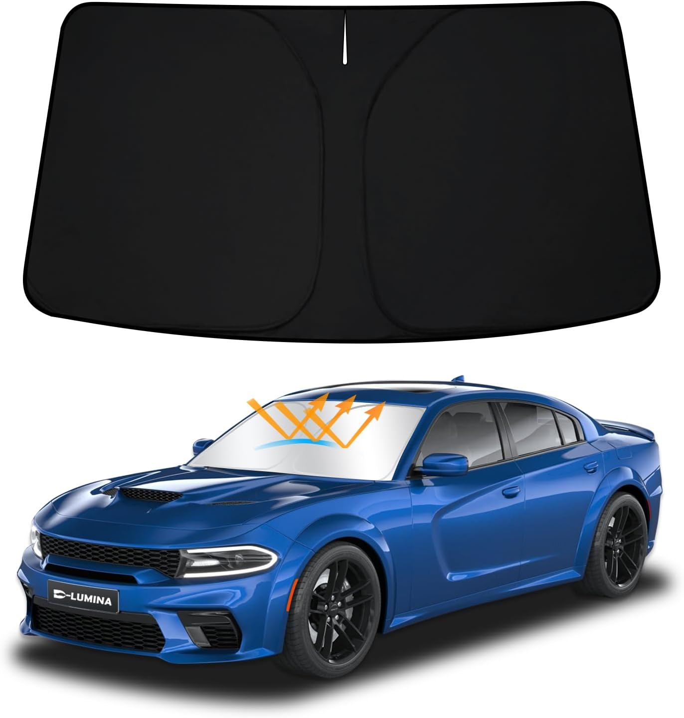 D-Lumina Front Windshield Sun Shade for 2011-2023 Dodge Charger, Foldable Front Window Sunshade Sunshade Sun Visor for UV Rays & Sun Heat Protection Interior Accessories