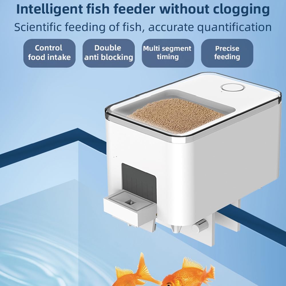 Alimentador automático de Peces WiFi Acuarios Alimentador Temporizador El Volumen de alimentación se Puede configurar Control Remoto de la aplicación del teléfono móvil