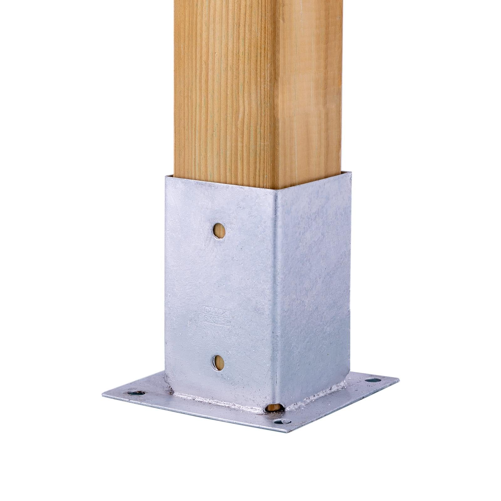 Casquillo atornillable para postes cuadrados · 10 unidades 91 x 91 mm · 7 x 7 cm / 9 x 9 cm · Galvanizado en caliente · Anclaje estable al suelo · Casquillo de suelo resistente a la corrosión ·