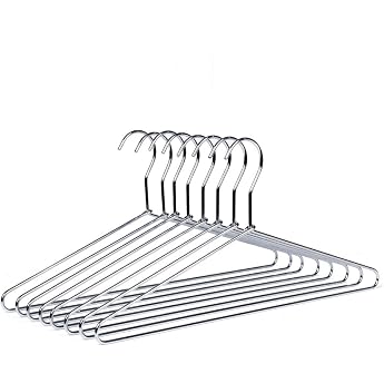 Amber Home 43 cm Elegant High Quality Iron Clothes Hanger Metal Made of Chrome Robust and Durable for Suit T-Shirt Shirt Jacket Dress