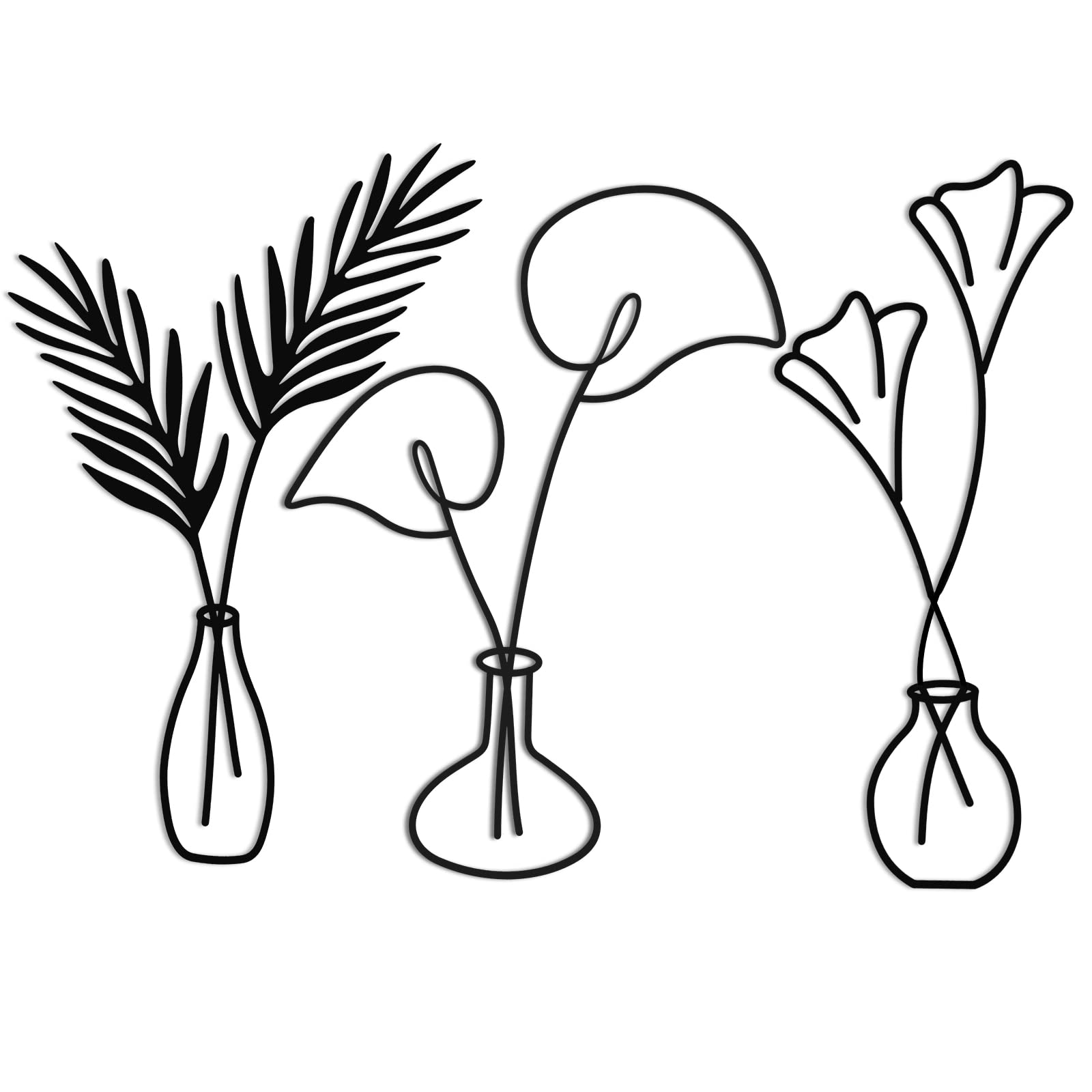 Hotop 3 Pieces Metal Wire Flower Wall Decor Minimalism Metal Flower Wall Art Black Metal Flower Wall Sculpture Metal Floral Art for Home Bedroom Living Room Kitchen Wedding Coffee Shop Wall Decor