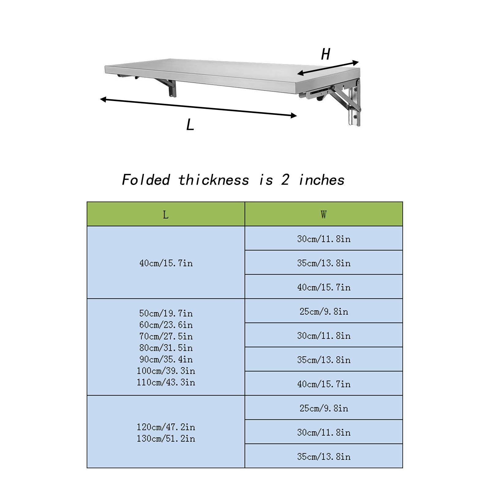 Mensola pieghevole da parete in acciaio inox, versatile, mensola da cucina per camion di cibo, ristorante, lavanderia, tavolo da preparazione (90 x 30 cm 35,4 x 11)