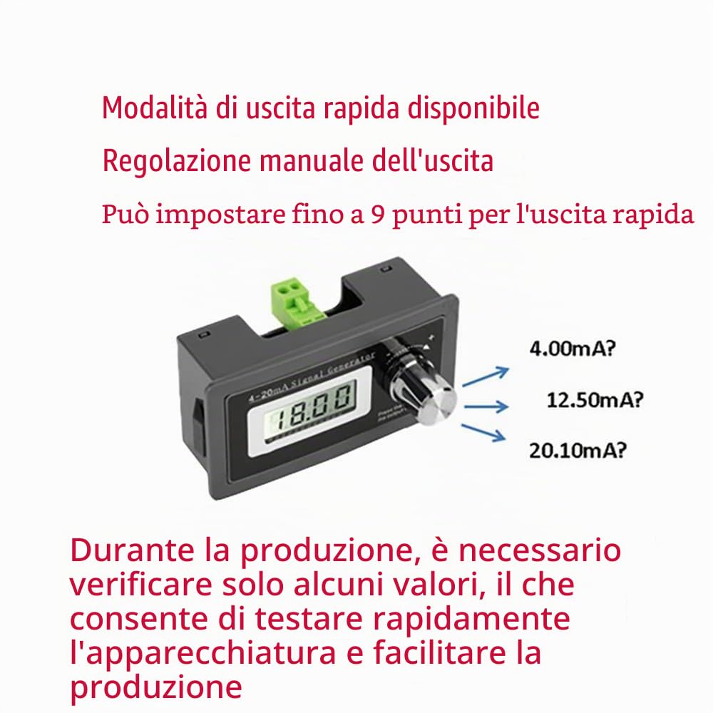 Jadeshay Generatore di Segnale,4-20mA Generatore di Segnali Current Loop Regolabile Test del Trasduttore a Due Fili Ad Alta Precisione 15V-30V Calibratore Sorgente Segnale Analogico Digitale