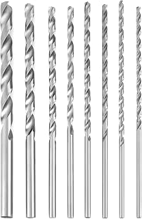 8 Pcs Drill Bit Set, 200 Mm Extra Long High Speed Steel Straight Shank Spiral Drill Bits 4-10 Mm Diameter High Hardness Spiral Drill Bit Set Drill Tool for Soft Metal, Aluminum, Wood, Plastic