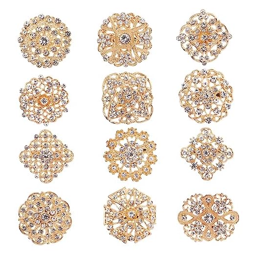TEHAUX 12 Piezas Broche De Diamantes De Imitación Broche De Esmalte Diamantes De Imitación De Espalda Plana Broche Multicolor Broche De Clavel Broche De Flor Pedrería Regalo Aleación