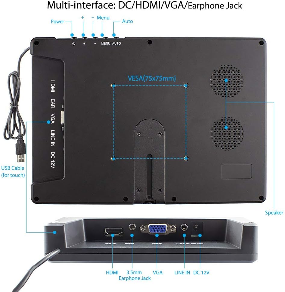 Best Deal Product ELECROW 10.1 Inch Touchscreen Monitor 1920X1080p Raspberry Pi Screen IPS Monitor with HDMI VGA Display for Raspberry Pi Win PC