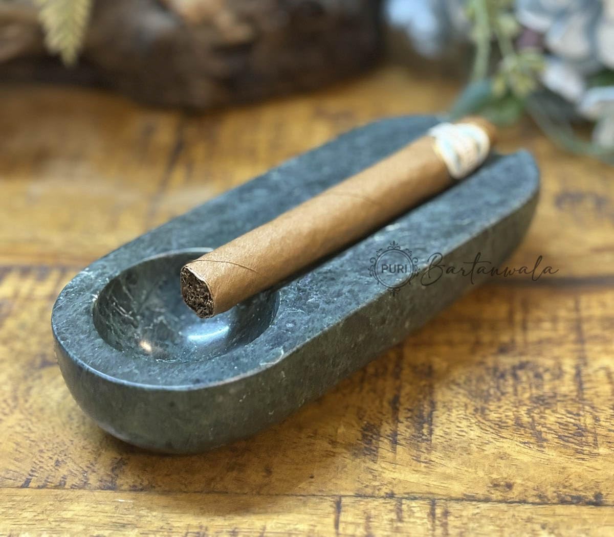 PURI Bartanwala - Marble Cigar Ashtray Single Notch-Green-image-23