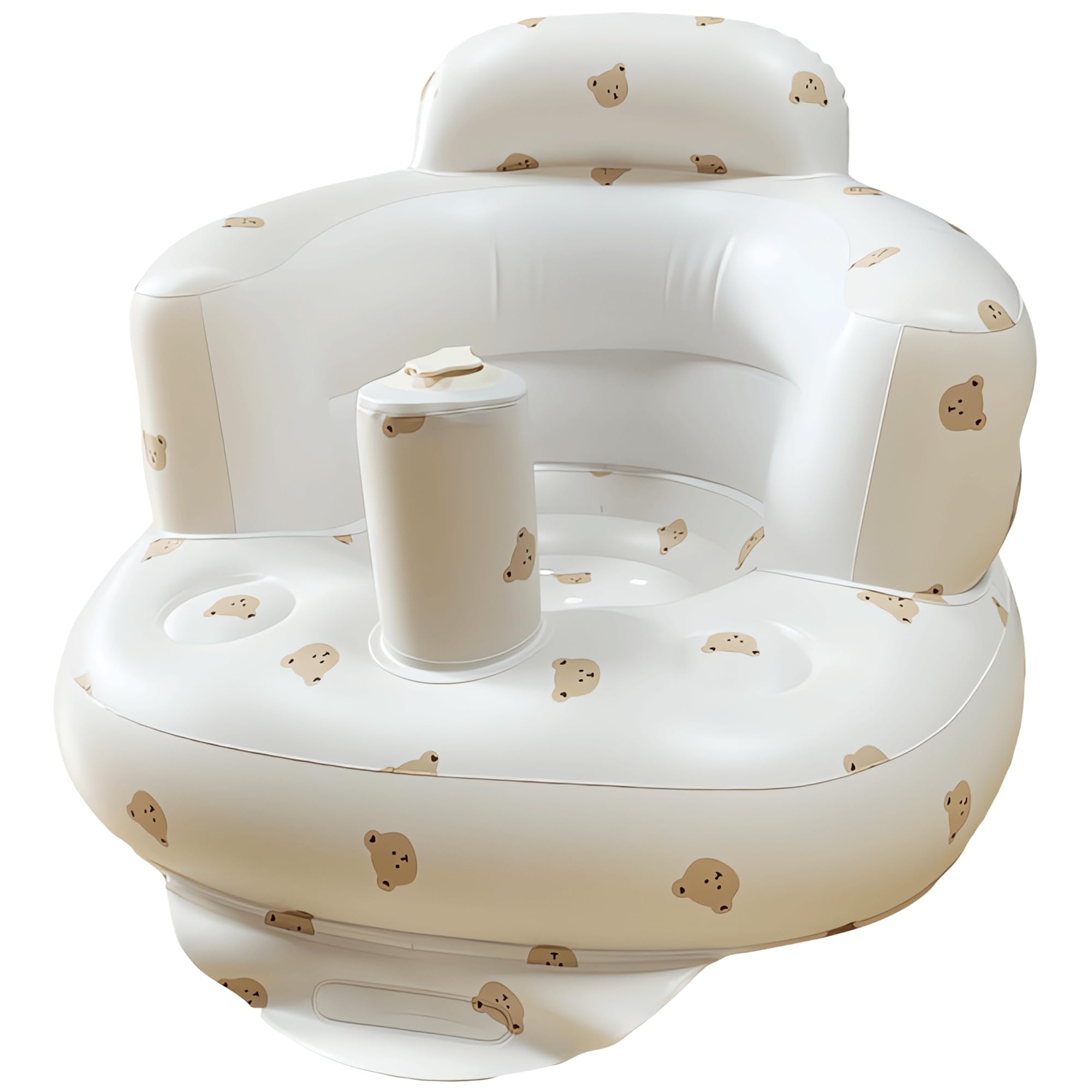 Celerity Baby Inflatable Seat for Babies 3-36 Months, Built in Air Pump Infant Back Support Sofa, Infant Support Seat Toddler Chair for Sitting Up, Baby Shower Chair Gifts (Bear Head)