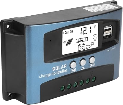 MPPT Solar Controller Solar MPPT Controller, Dual USB 12V 24V 36V 48V Auto Solar Controller LCD Display Solar Panel Regulator Controller (50A)