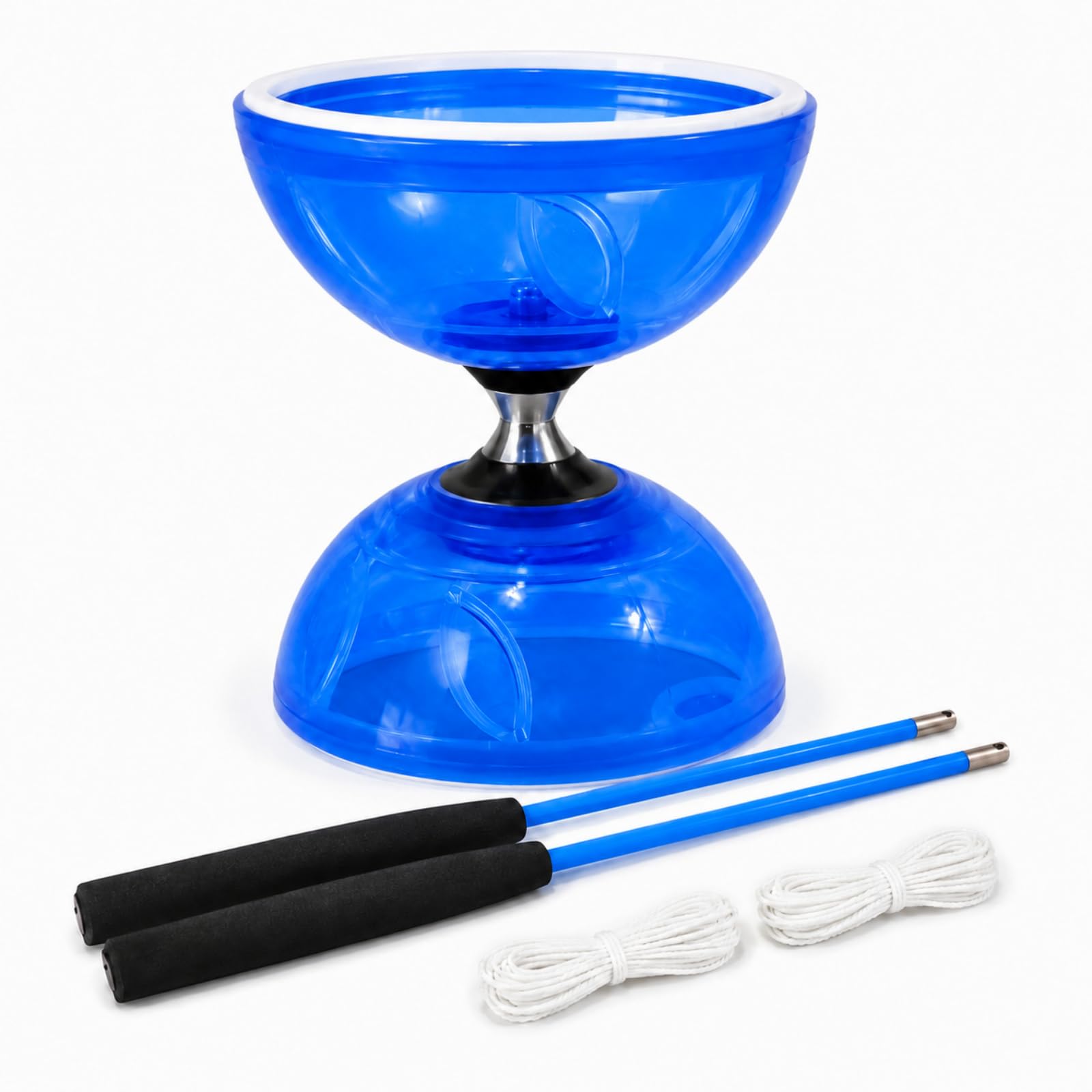Blue Chinese Yoyo Diabolo Yoyo Set Plastic Chinese Yoyo with 2 Diabolo Stick 2 Piece String Easy-to-Learn Skill Juggling Toy for Kids, Beginners, School Culture Teaching & Family Fun (Blue)