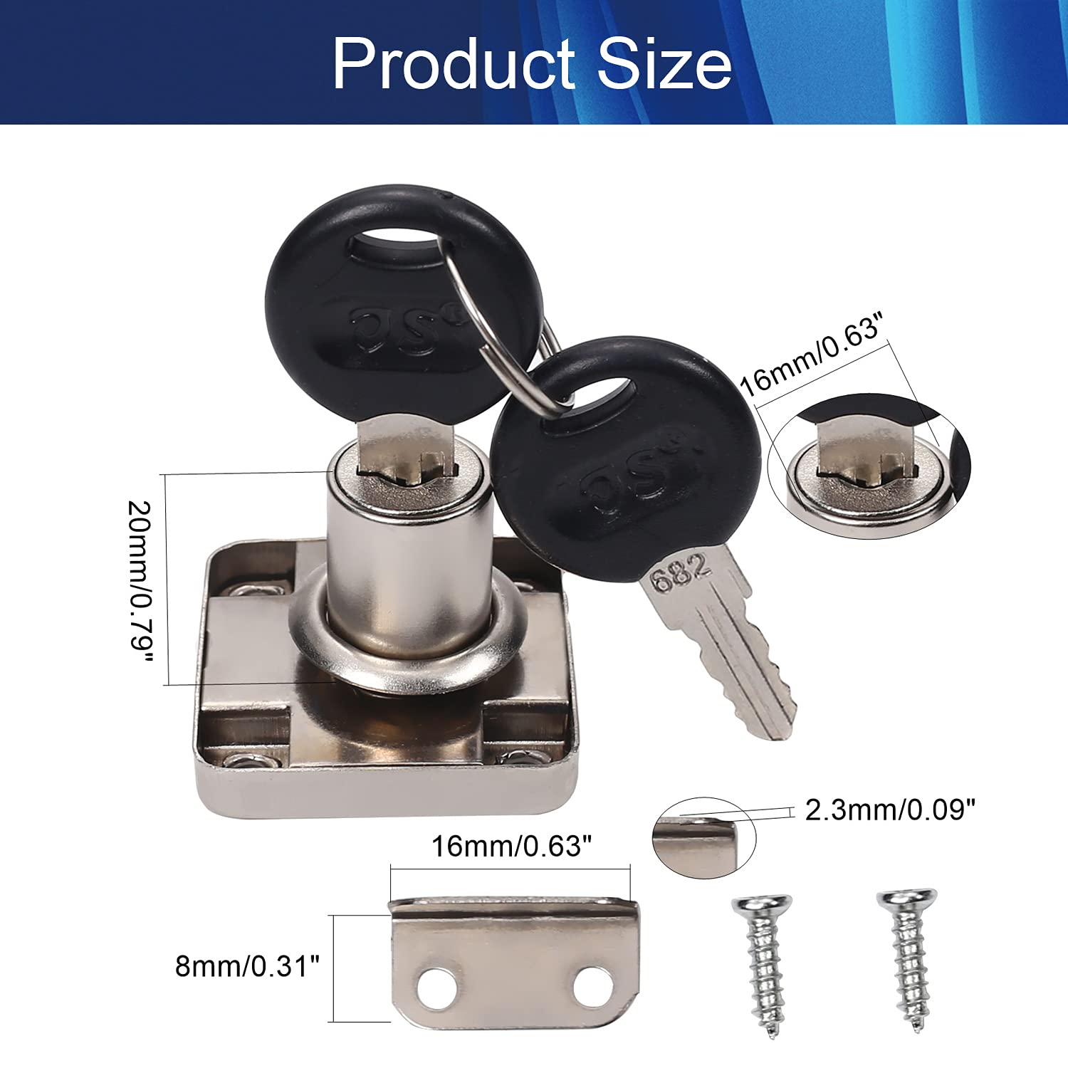 みにまる　804060 引き出しタイプ　鍵式ロック Amazon | MroMax 引き出し錠 鍵2つ付き シリンダー錠 シリンダー